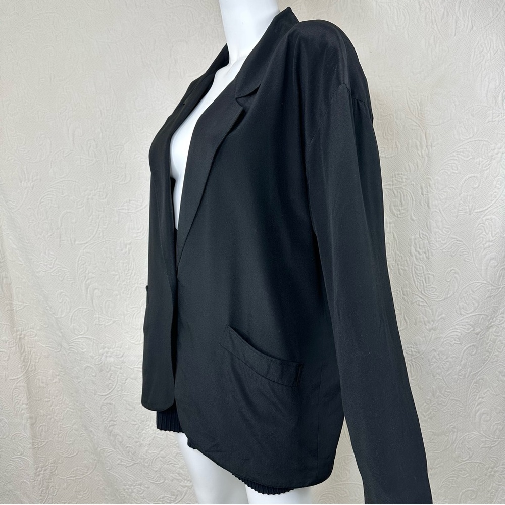 VTG 80s 100% Silk Independent Style Black Blazer - Picture 11 of 16